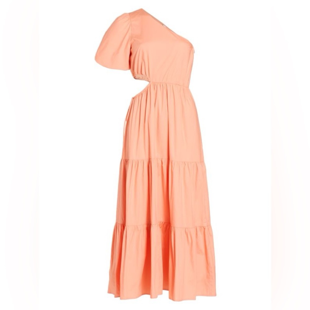 Wayf One-Shoulder Cut-Out Tiered Maxi Dress Small